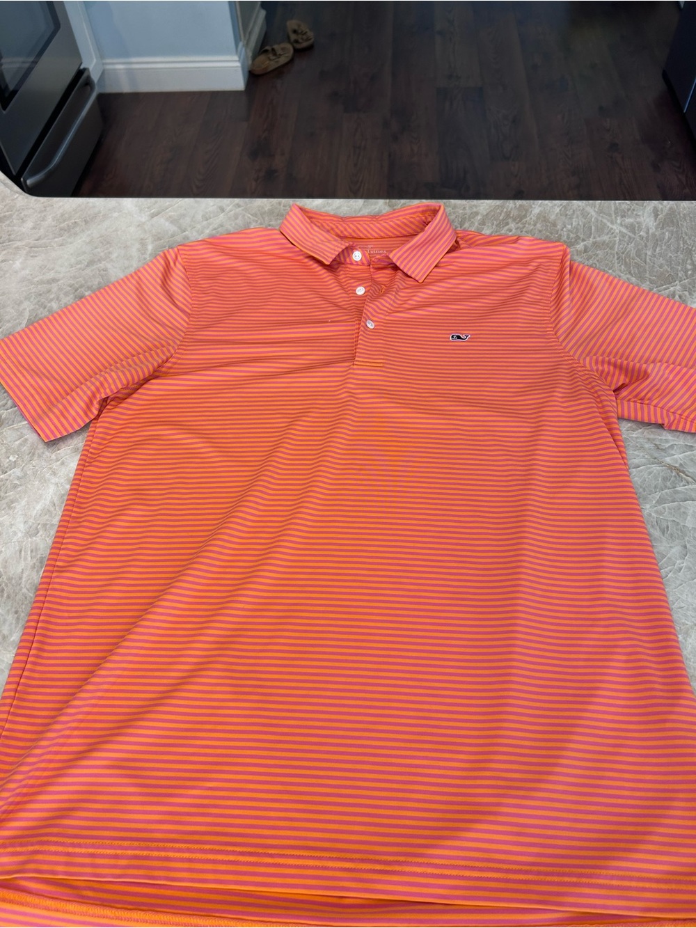 Vineyard Vines Orange and Pink Striped Polo